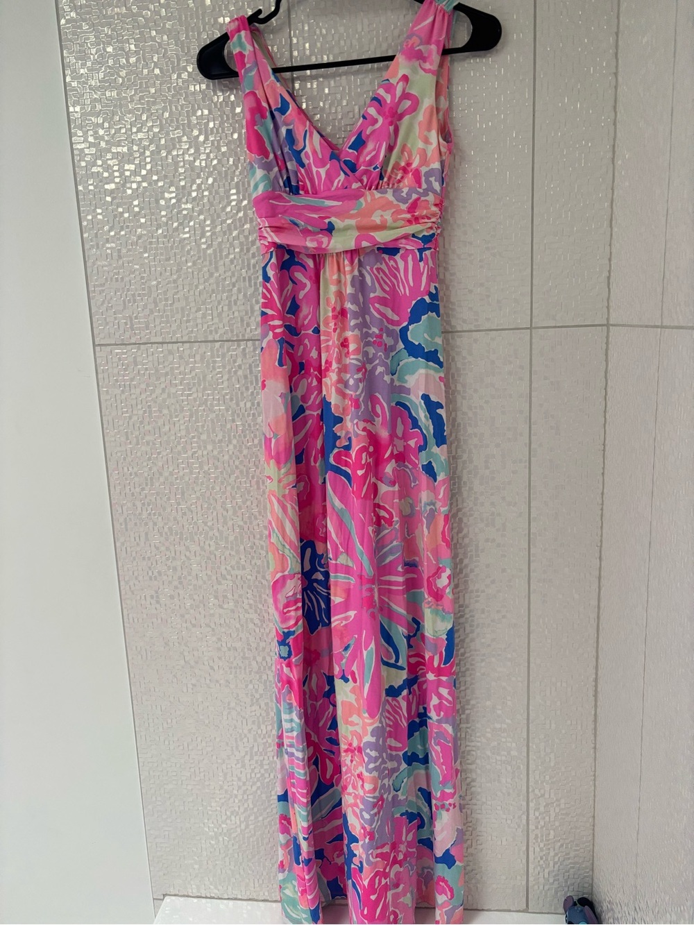 Lilly Pulitzer Tropical Print Maxi Dress in Pink Blue